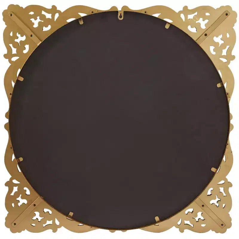 Miroir mural baroque en métal et fleurs, détails vieillis, doré