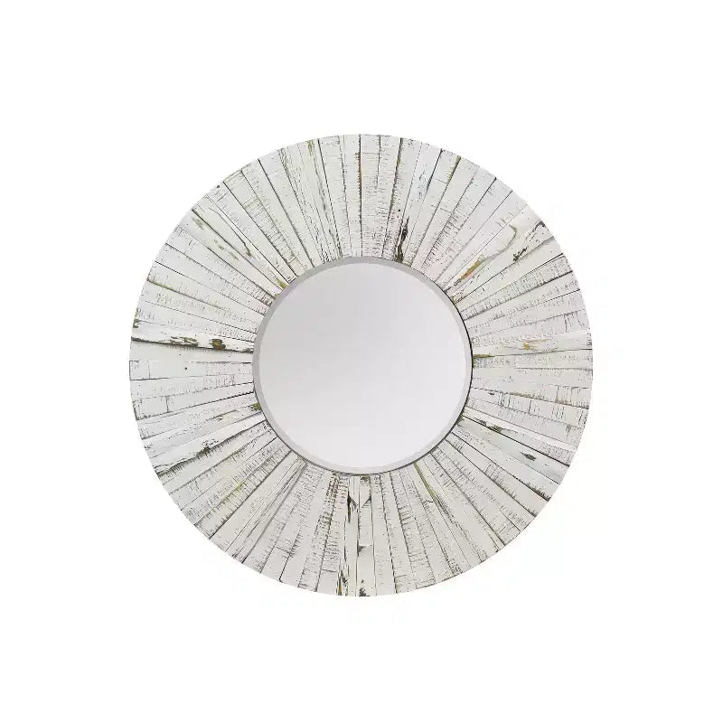 Distressed Modern Farmhouse Wood Wall Mirror White - StyleCraft: Antiqued Glass Fir & MDF Frame