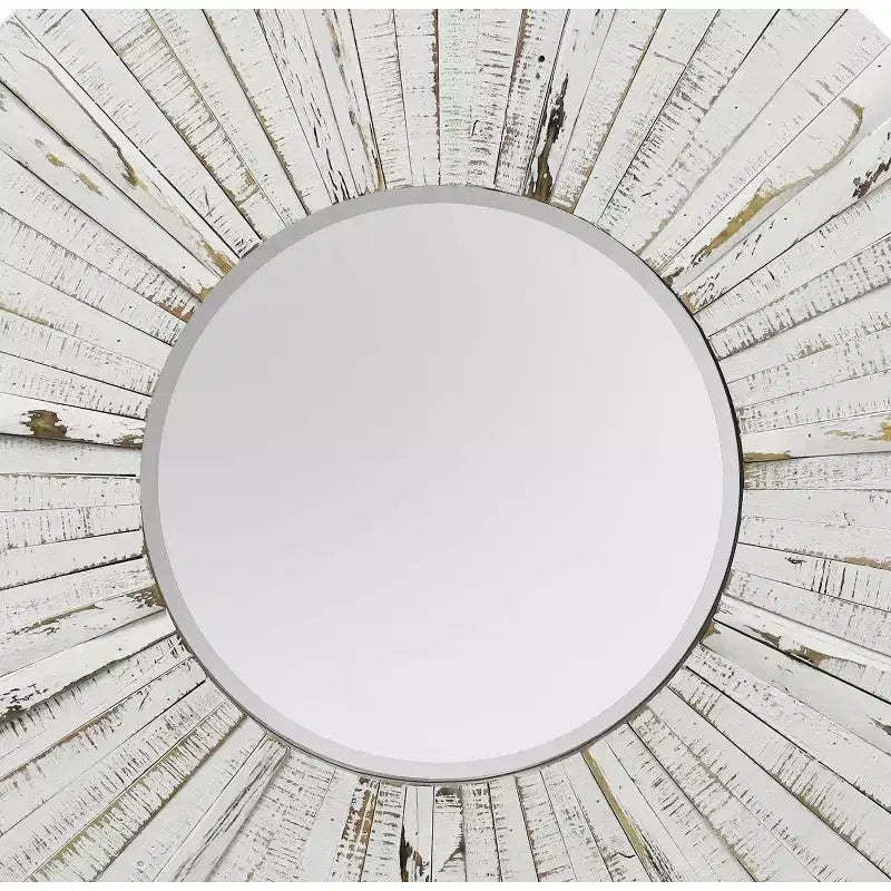 Miroir mural en bois de style ferme moderne vieilli blanc