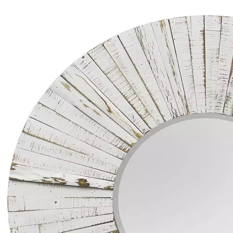 Miroir mural en bois de style ferme moderne vieilli blanc