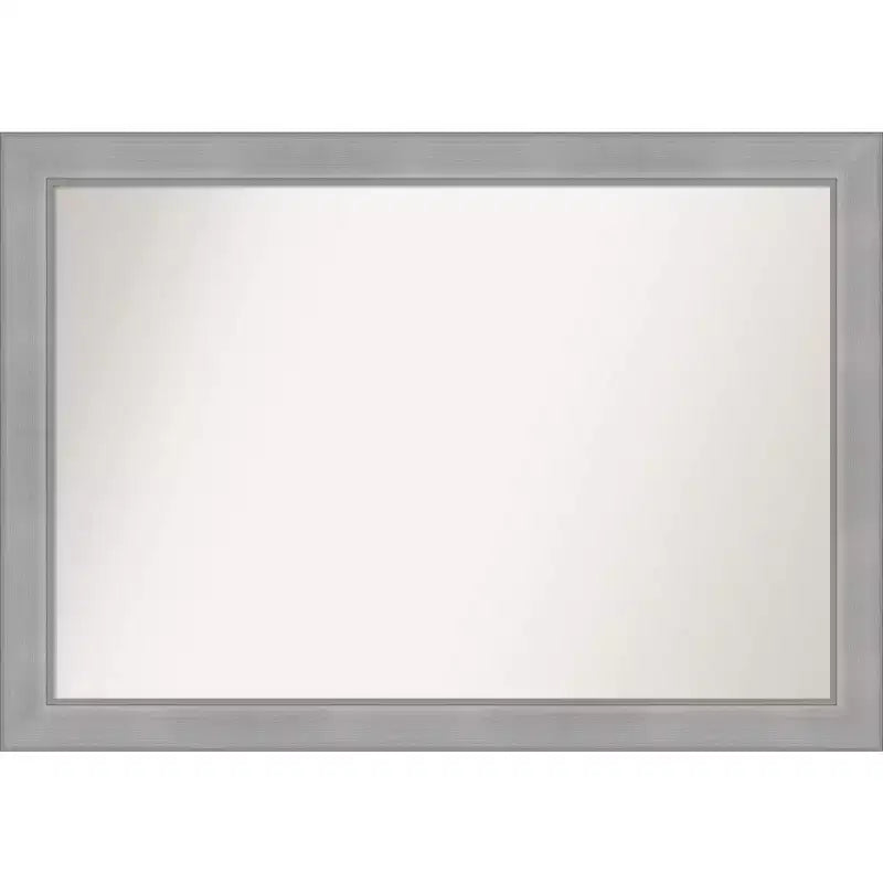 40" x 28" Non-Beveled Vista Brushed Nickel Wall Mirror - Amanti Art: Modern Rectangle Polystyrene Frame