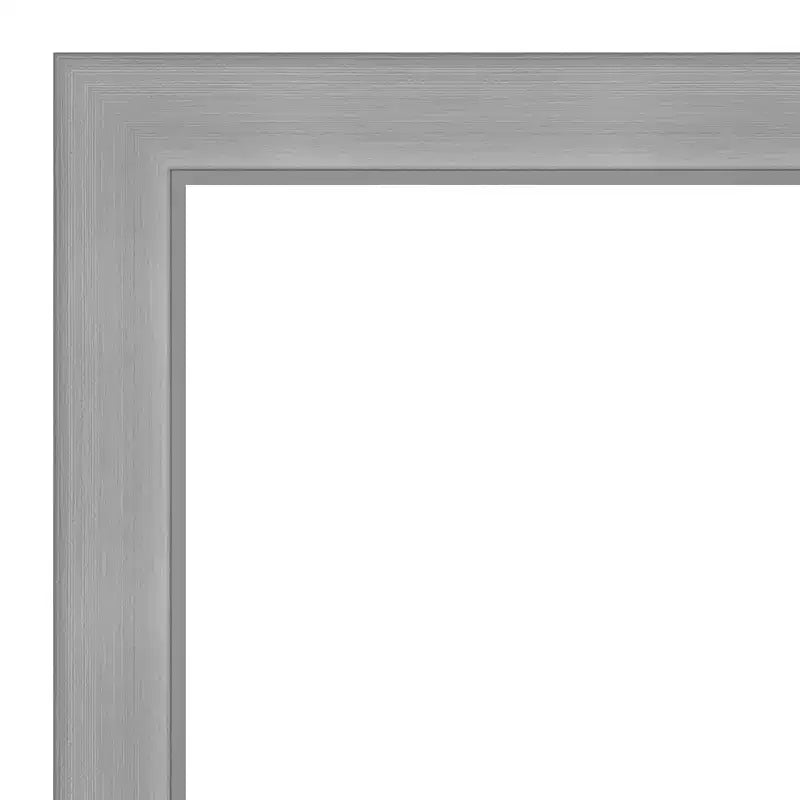 Miroir mural rectangulaire en nickel brossé non biseauté : Cadre moderne en polystyrène