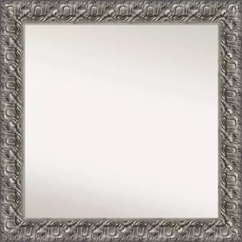 32" x 32" Silver Luxor Wood Bathroom Wall Mirror - Amanti Art: Modern Square Includes Mounting Hardware