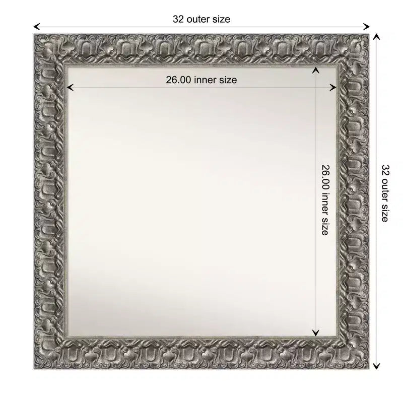 Miroir mural de salle de bain Silver Wood : carré moderne, fixations incluses