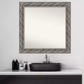 Miroir mural de salle de bain Silver Wood : carré moderne, fixations incluses