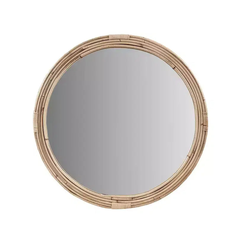 Martha Stewart Luna Natural Rattan Round Wall Mirror: Handwoven Nautical Decor No Assembly Required