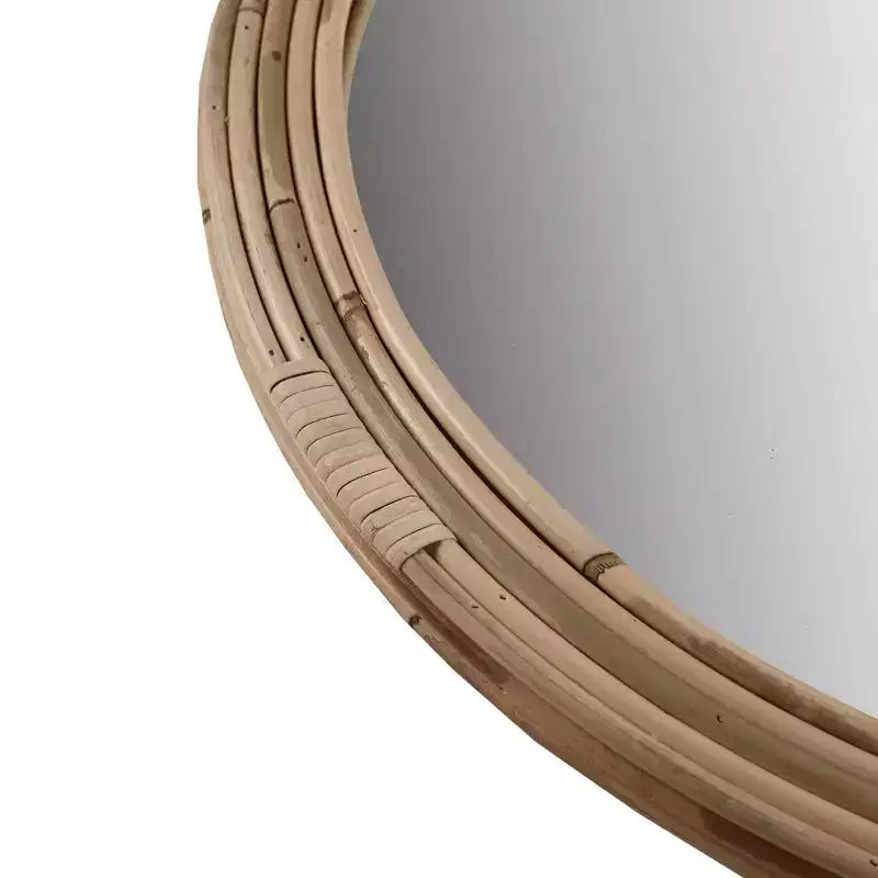 Miroir Mural Rond en Rotin Naturel : Décor Nautique Tressé à la Main, Aucun Assemblage Requis