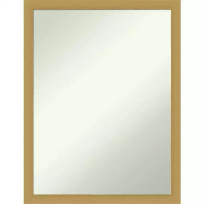 20" x 26" Non-Beveled Grace Brushed Gold Narrow Wall Mirror - Amanti Art: Modern Rectangular Vanity Mirror Includes Mounting Hardware