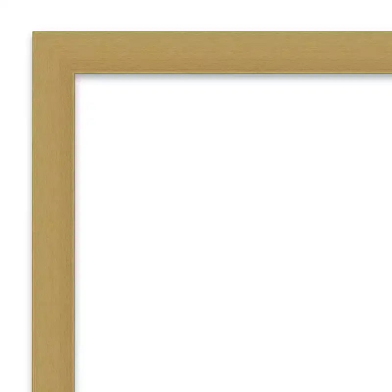 Miroir mural étroit doré brossé Grace non biseauté : Miroir de courtoisie rectangulaire moderne avec matériel de montage inclus