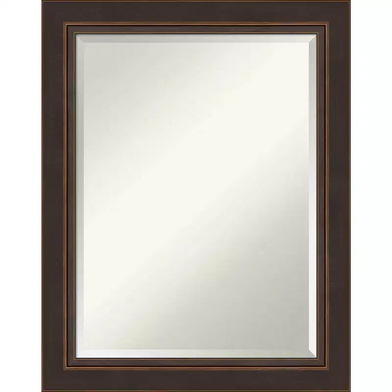 23" x 29" Beveled Lara Bronze Wood Wall Mirror - Amanti Art: Modern Rectangular No Assembly Includes Hardware