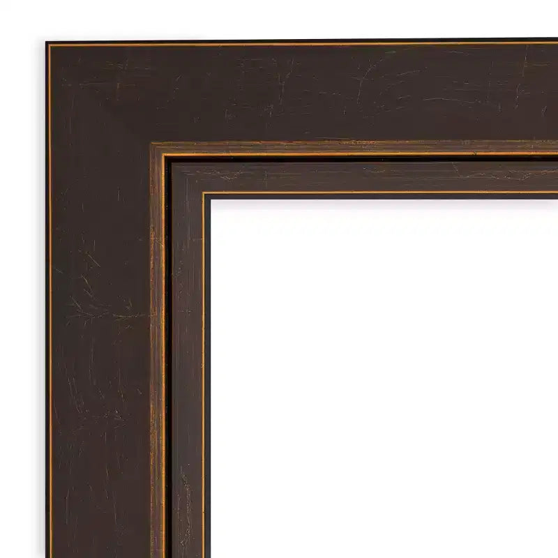Miroir mural rectangulaire moderne biseauté Lara Bronze Wood : Aucun assemblage requis, quincaillerie incluse
