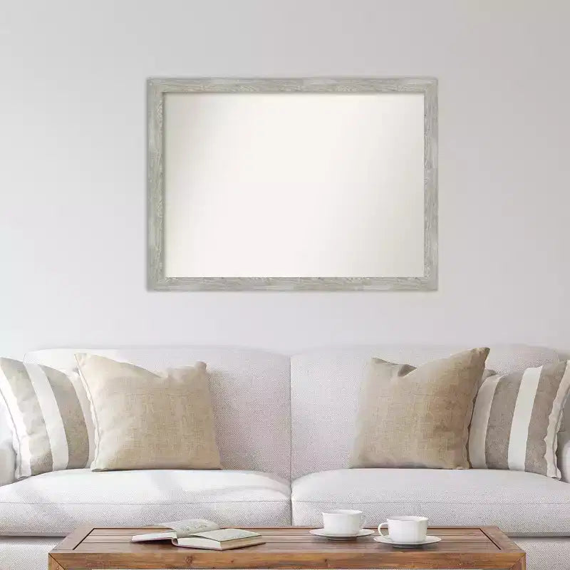 Miroir mural étroit gris colombe mat non biseauté