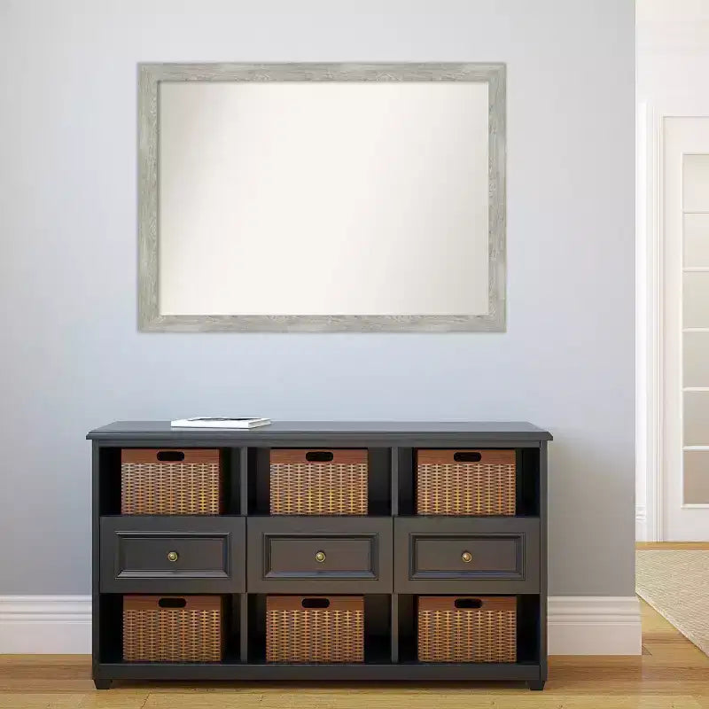 Miroir mural étroit gris colombe mat non biseauté