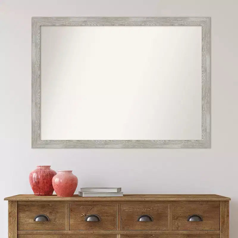 Miroir mural étroit gris colombe mat non biseauté