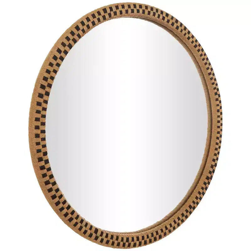 Miroir mural à carreaux tissé à la main en bois, 32"x32", marron