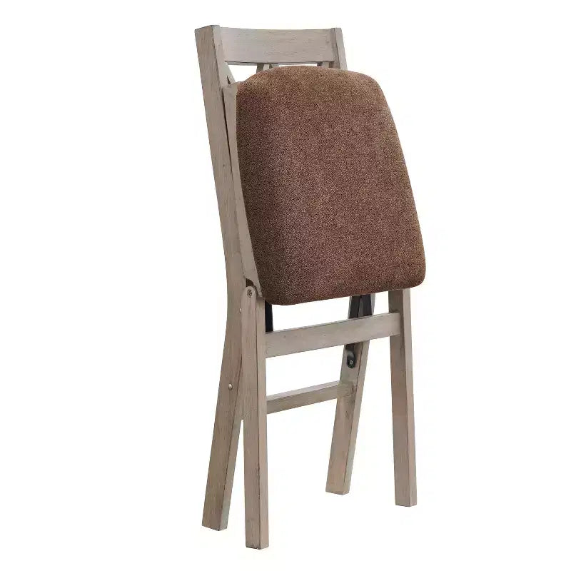 Chaise pliante, finition bois flotté, rembourrée, entièrement assemblée, cadre en bois dur