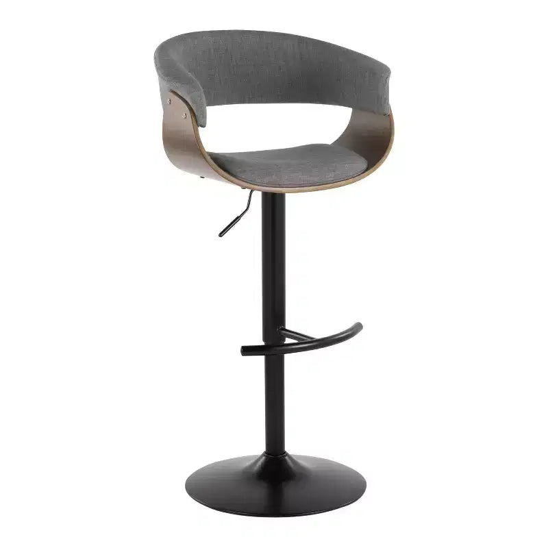 Tabourets de bar réglables vintage modernes Noir/Noyer/Gris clair : Base en métal rembourrée pivotante