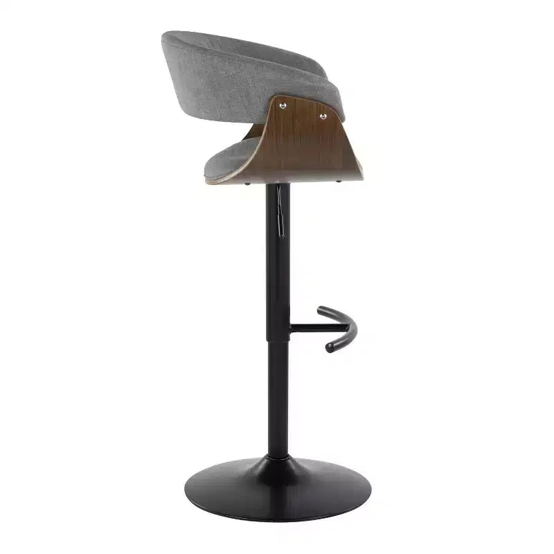 Tabourets de bar réglables vintage modernes Noir/Noyer/Gris clair : Base en métal rembourrée pivotante