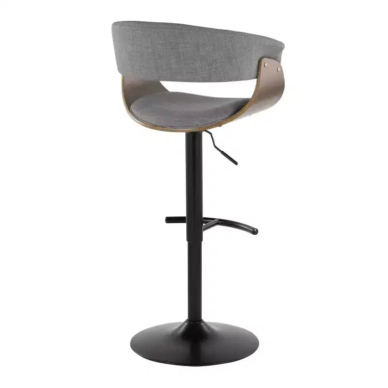 Tabourets de bar réglables vintage modernes Noir/Noyer/Gris clair : Base en métal rembourrée pivotante