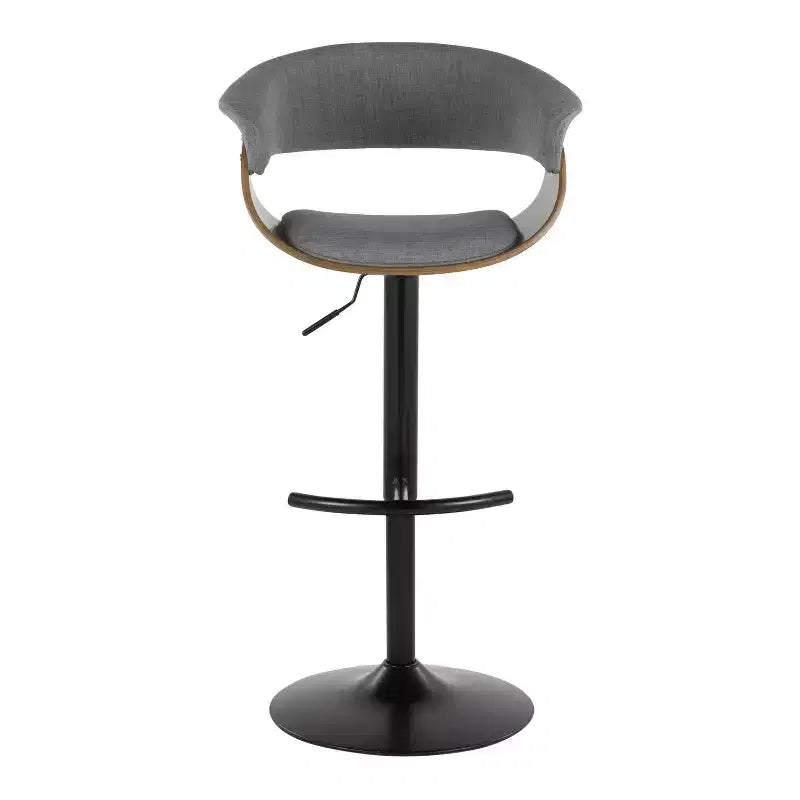 Tabourets de bar réglables vintage modernes Noir/Noyer/Gris clair : Base en métal rembourrée pivotante