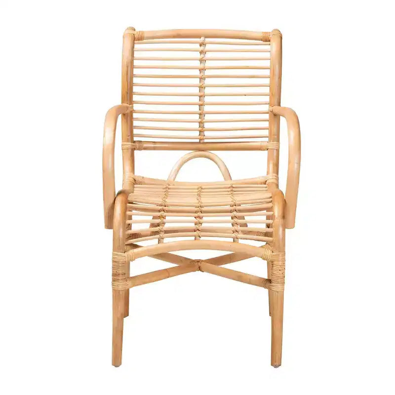bali & pari Seminyak Natural Rattan Lounge Chair Natural Brown: Indoor Wicker Accent No Swivel