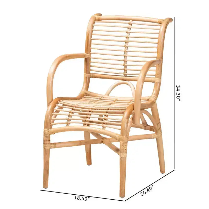 Fauteuil de salon en rotin naturel marron naturel : rotin d'intérieur sans pivot