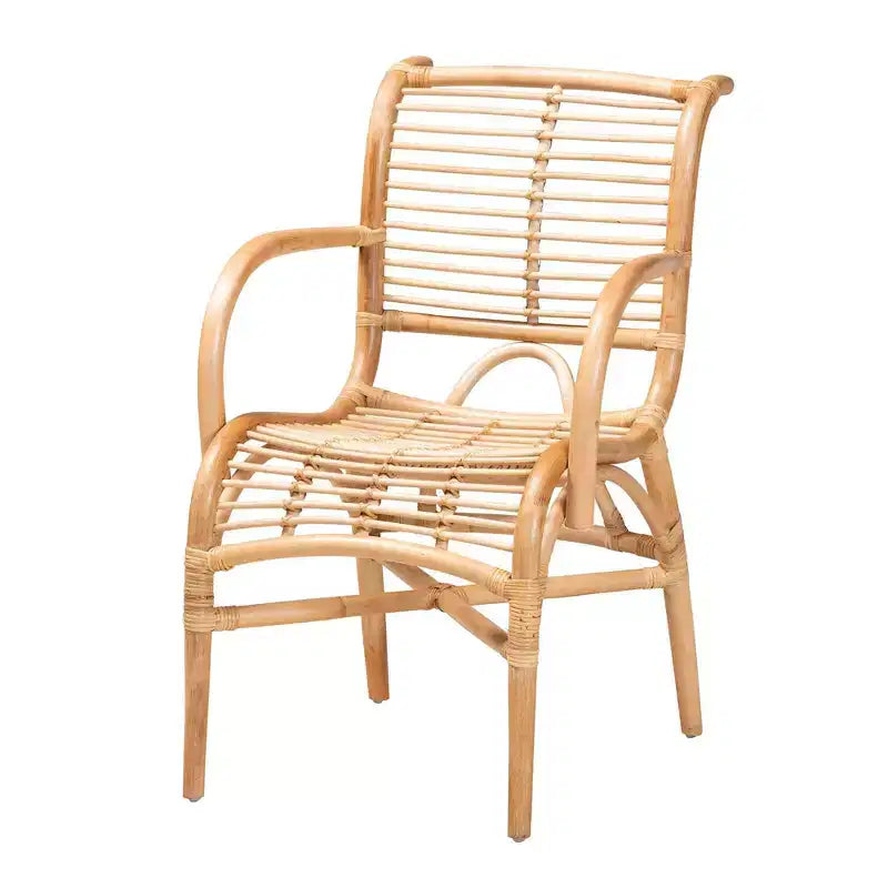 Fauteuil de salon en rotin naturel marron naturel : rotin d'intérieur sans pivot