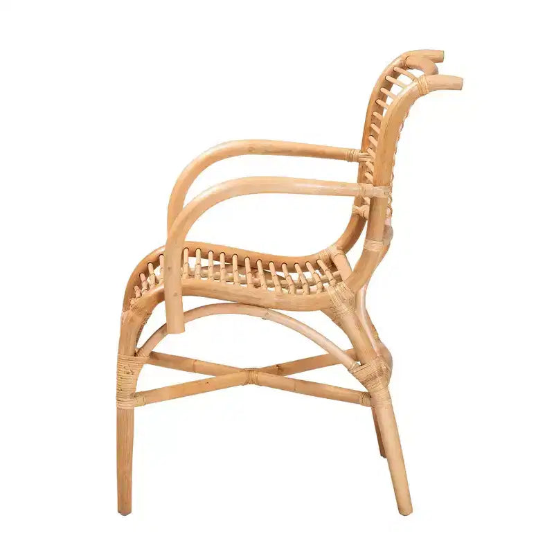 Fauteuil de salon en rotin naturel marron naturel : rotin d'intérieur sans pivot
