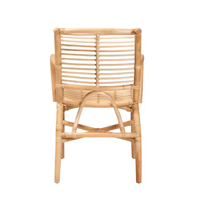 Fauteuil de salon en rotin naturel marron naturel : rotin d'intérieur sans pivot
