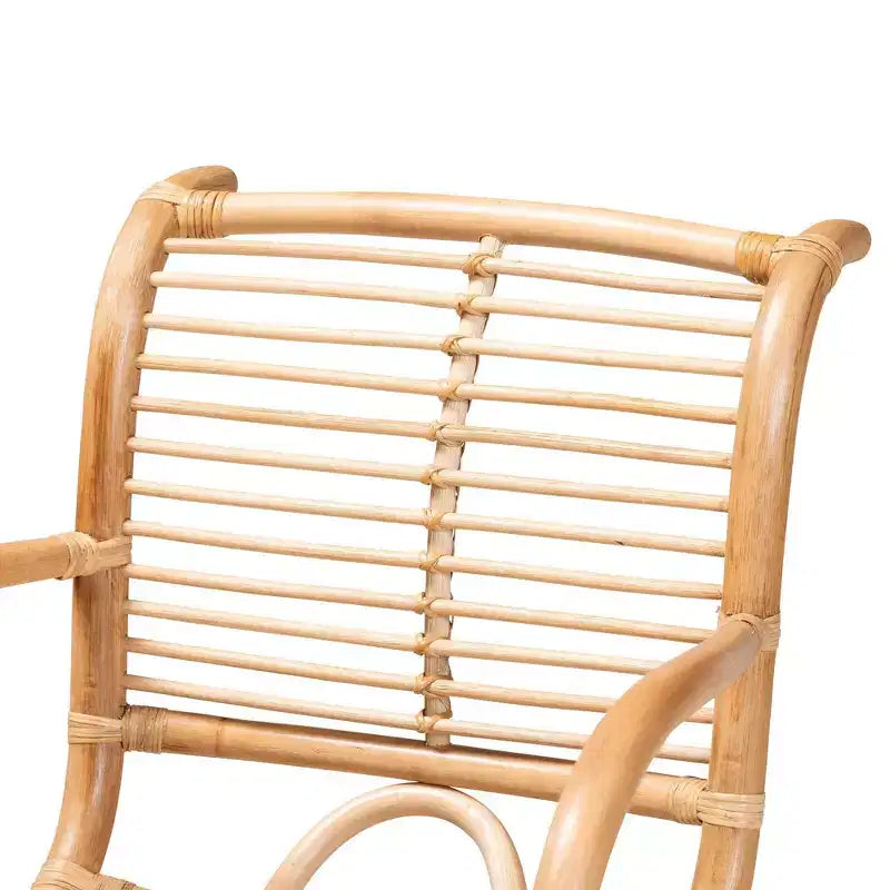 Fauteuil de salon en rotin naturel marron naturel : rotin d'intérieur sans pivot