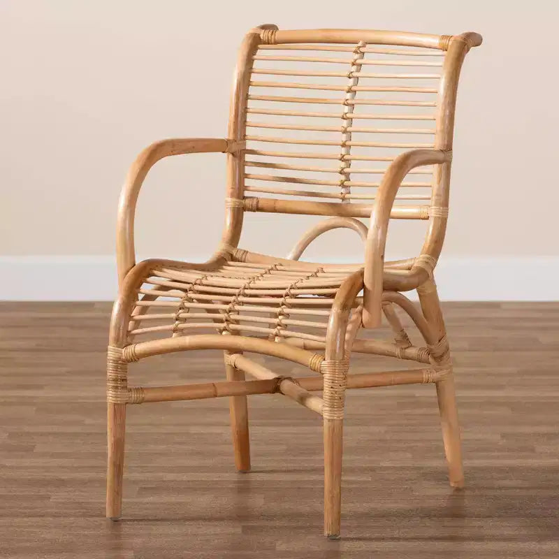 Fauteuil de salon en rotin naturel marron naturel : rotin d'intérieur sans pivot