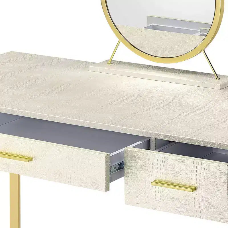 Coiffeuse Blanc antique et fini champagne