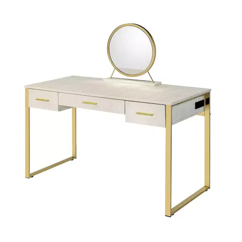 Coiffeuse Blanc antique et fini champagne