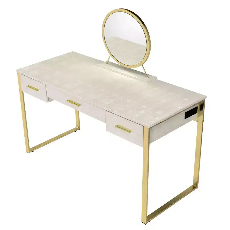 Coiffeuse Blanc antique et fini champagne