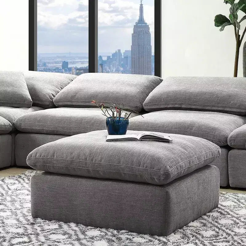 37" Naveen Ottoman and Bench Gray Linen - Acme Furniture