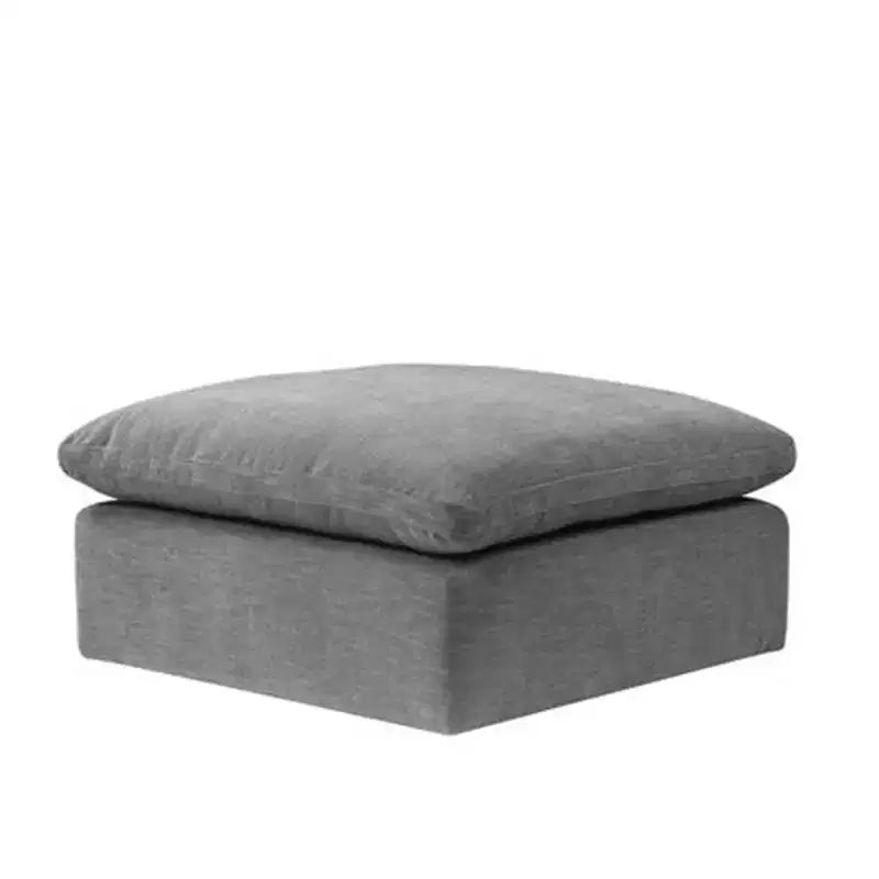 Pouf et banc en lin gris