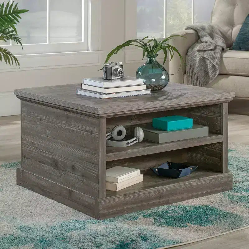 Table basse carrée Pin Galet : MDF style Ferme