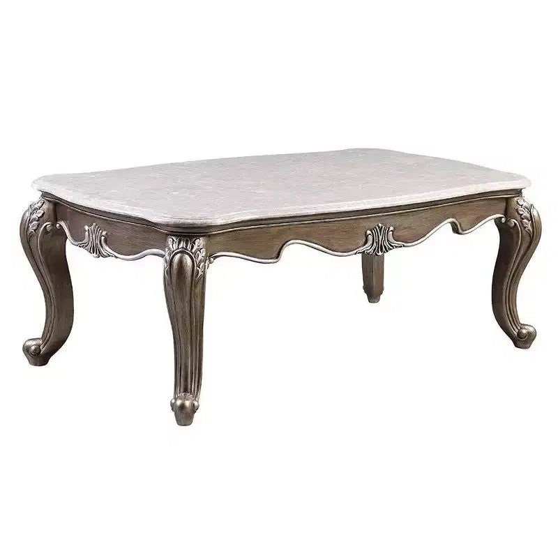 54" Elozzol Coffee Table: Queen Anne Legs Shell Carved No Assembly - Acme Furniture