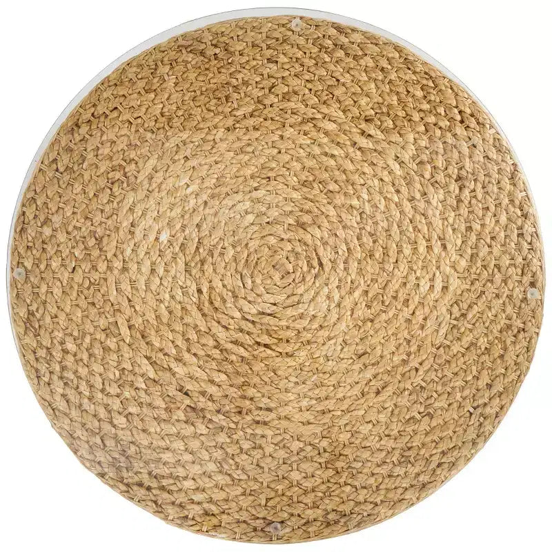 Table basse conique tissée à la main avec plateau en verre marron : Style nautique côtier, aucun assemblage requis