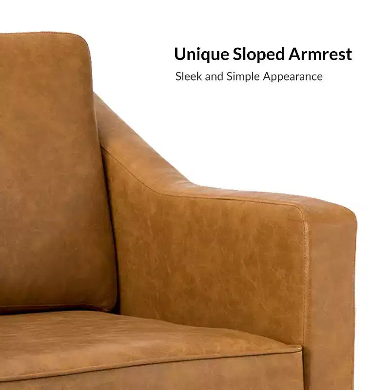 Fauteuil en cuir végétalien de transition avec coussin d'assise amovible et clous décoratifs