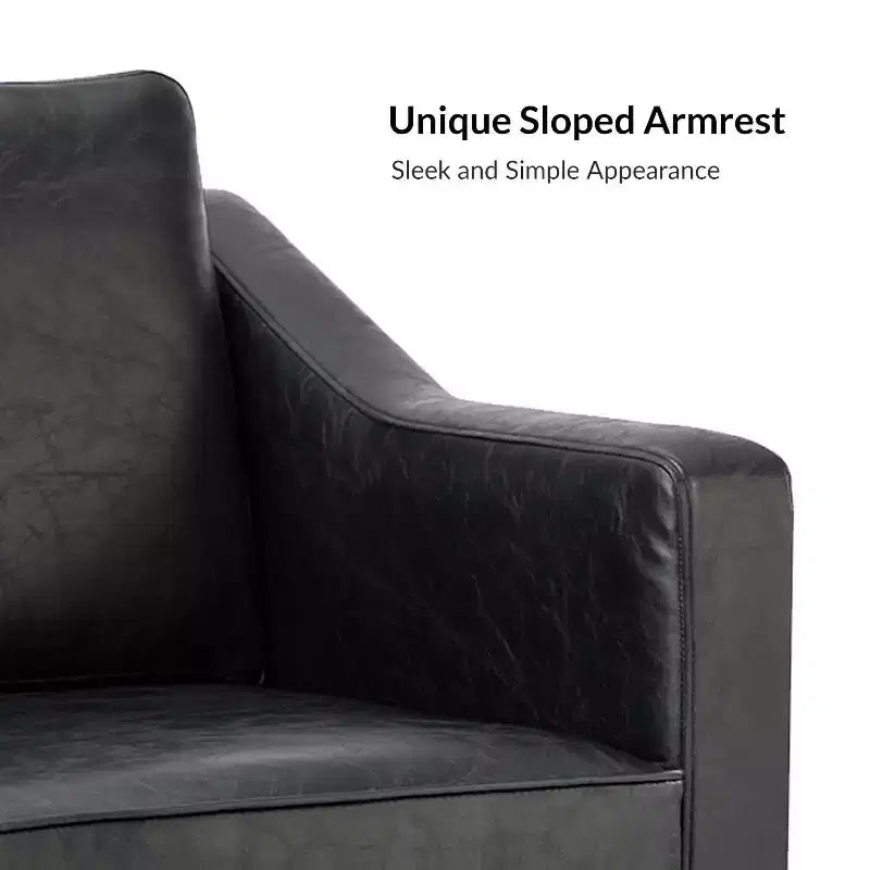 Fauteuil en cuir végétalien de transition avec coussin d'assise amovible et clous décoratifs