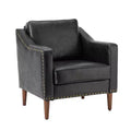Fauteuil en cuir végétalien de transition avec coussin d'assise amovible et clous décoratifs