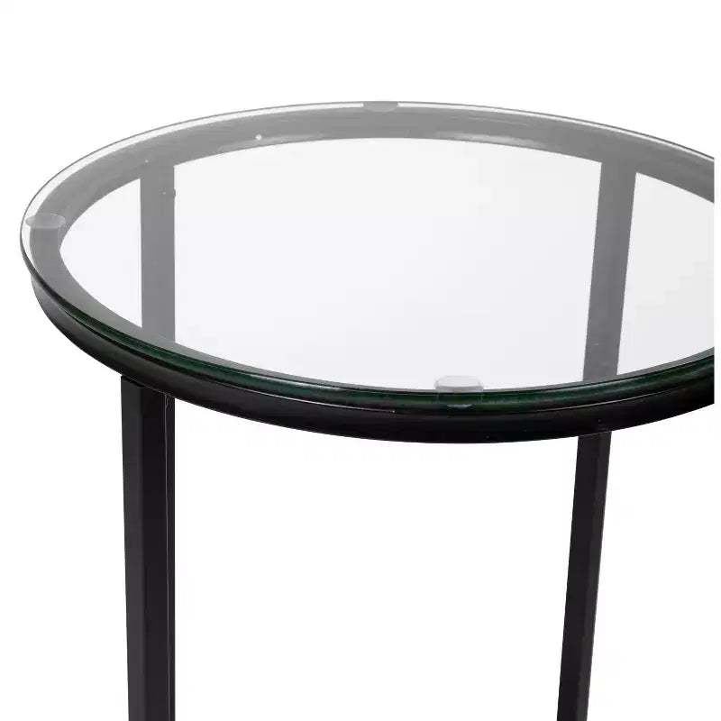Table basse de salon en verre avec piètement en métal entrecroisé