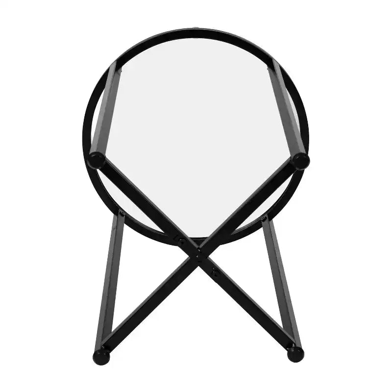 Table basse de salon en verre avec piètement en métal entrecroisé