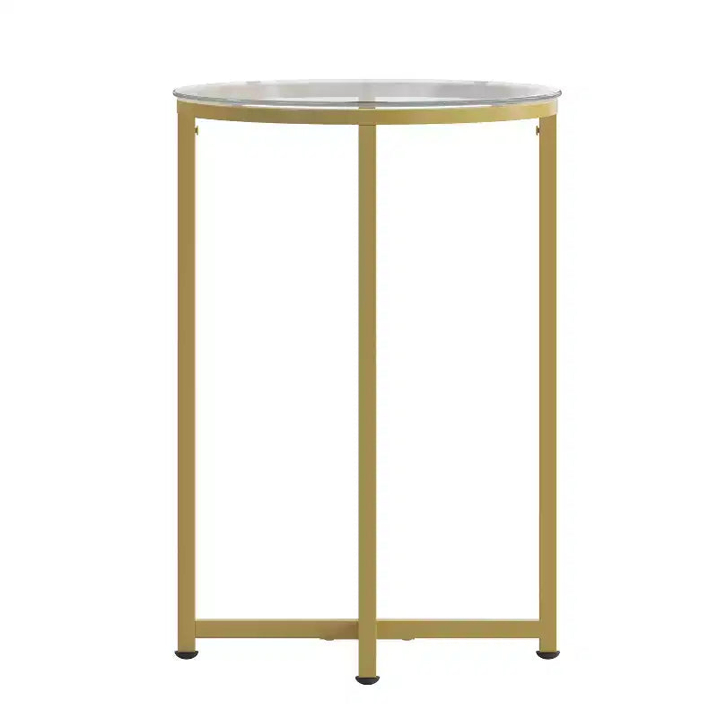 Table basse de salon en verre avec piètement en métal entrecroisé