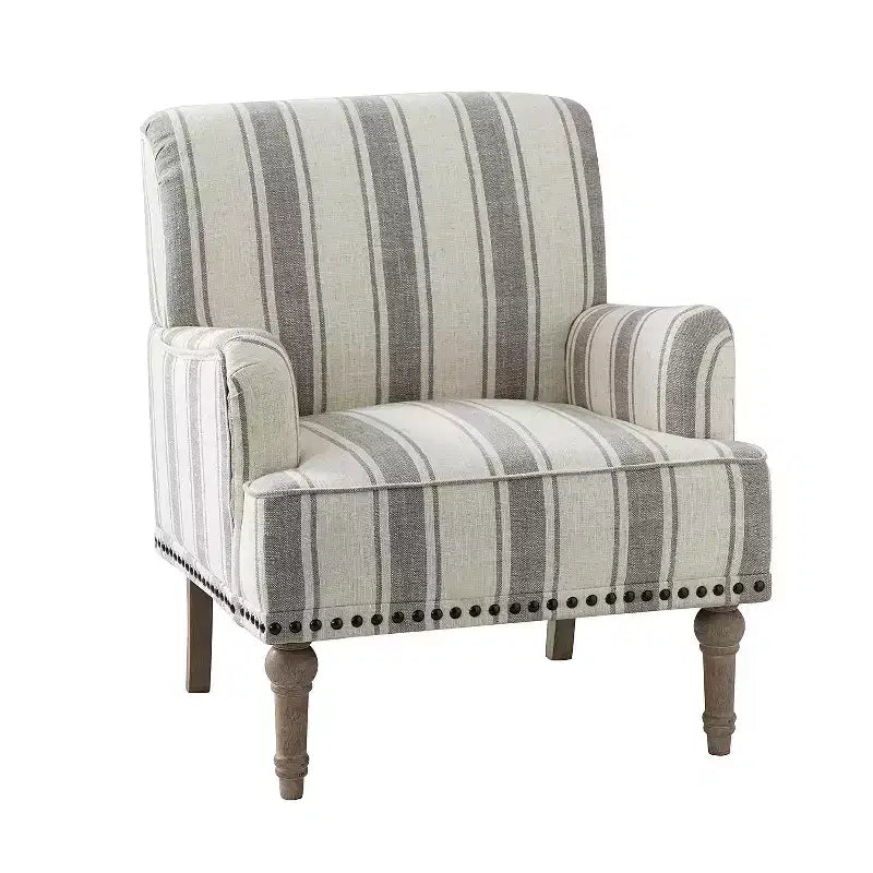 Venere Bedroom Wooden Upholstered Armchair with Nailhead Trim and Unique Stripe Design| ART OF LIVING DESIGNS