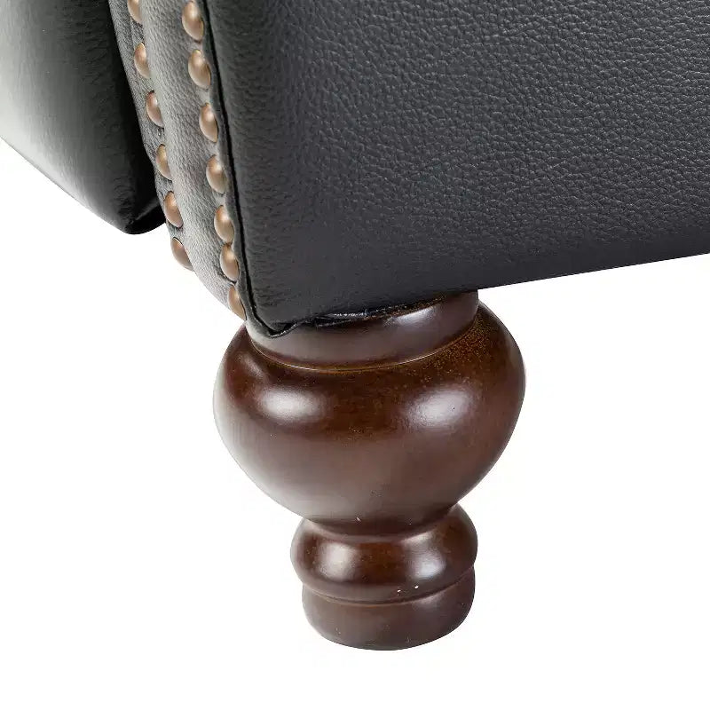 Fauteuil inclinable moderne en cuir véritable avec garniture de clous décoratifs de style vintage pour le salon et la chambre à coucher