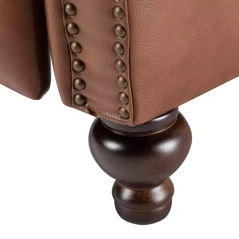 Fauteuil inclinable moderne en cuir véritable avec garniture de clous décoratifs de style vintage pour le salon et la chambre à coucher