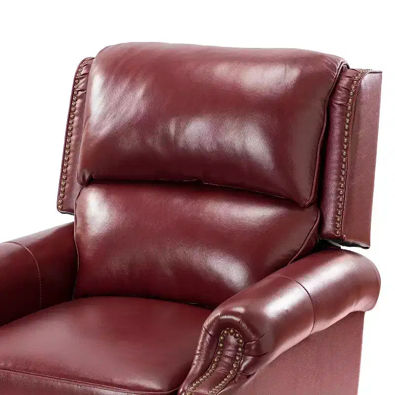 Fauteuil inclinable moderne en cuir véritable avec garniture de clous décoratifs de style vintage pour le salon et la chambre à coucher