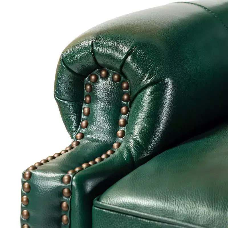Fauteuil inclinable moderne en cuir véritable avec garniture de clous décoratifs de style vintage pour le salon et la chambre à coucher